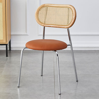 Moderna Minimalista Ovalada Redonda de Cuero Metal Silla de Comedor Respaldo Para Comedor 