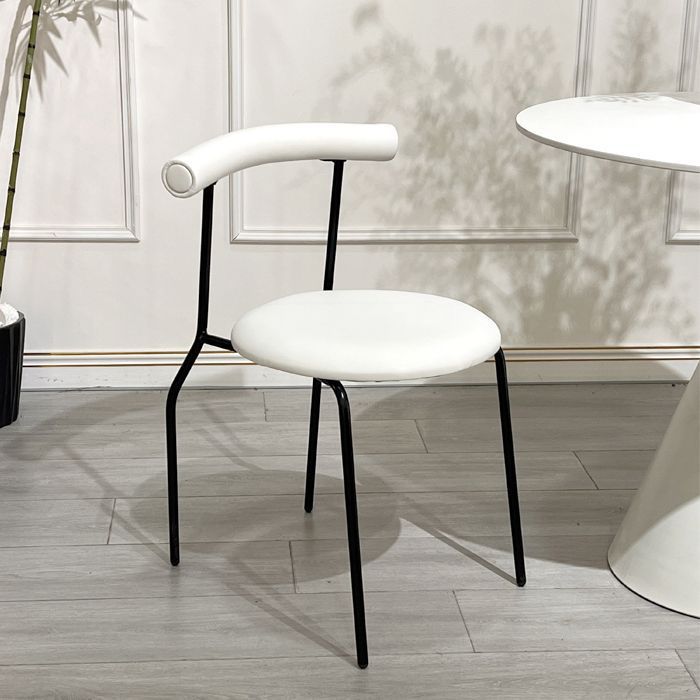 Moderno Minimalista Curvado Redondo Cuero Artificial Metal Silla de Comedor Respaldo Para Comedor 