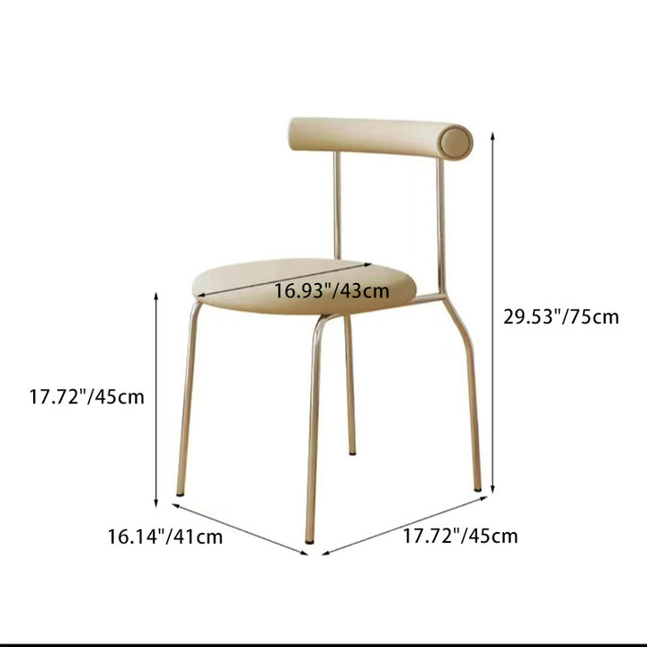 Moderno Minimalista Curvado Redondo Cuero Artificial Metal Silla de Comedor Respaldo Para Comedor 