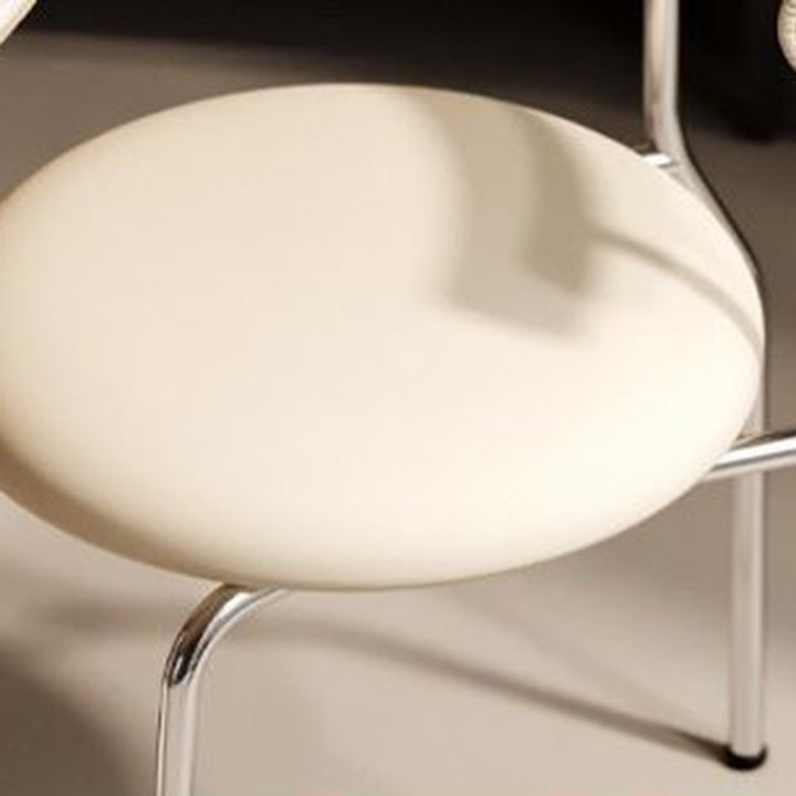 Moderno Minimalista Curvado Redondo Cuero Artificial Metal Silla de Comedor Respaldo Para Comedor 