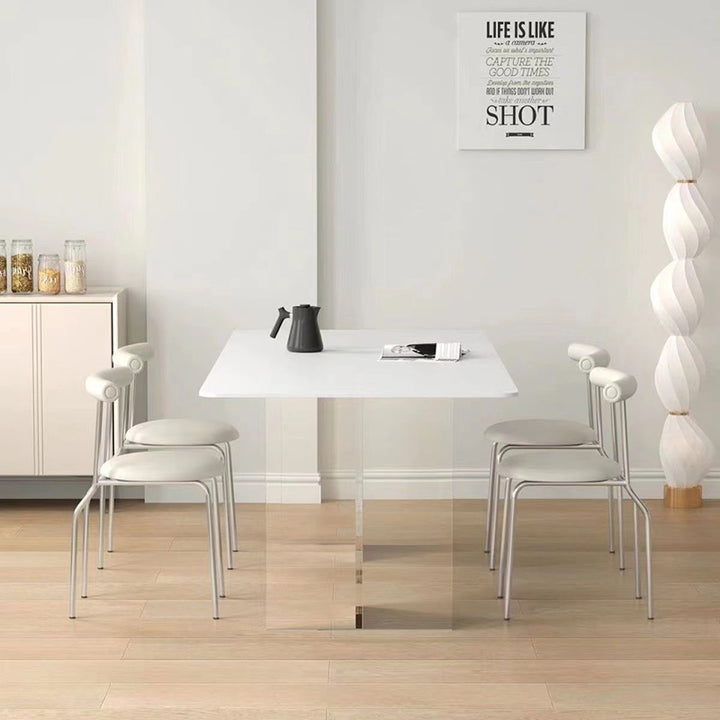 Moderno Minimalista Curvado Redondo Cuero Artificial Metal Silla de Comedor Respaldo Para Comedor 