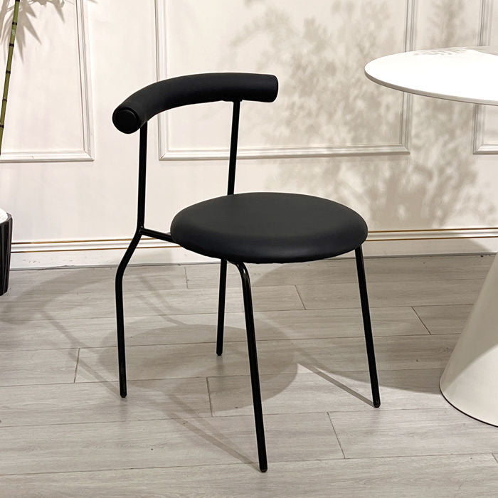 Moderno Minimalista Curvado Redondo Cuero Artificial Metal Silla de Comedor Respaldo Para Comedor 
