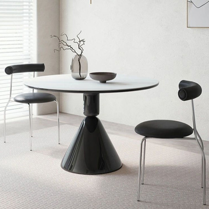 Moderno Minimalista Curvado Redondo Cuero Artificial Metal Silla de Comedor Respaldo Para Comedor 
