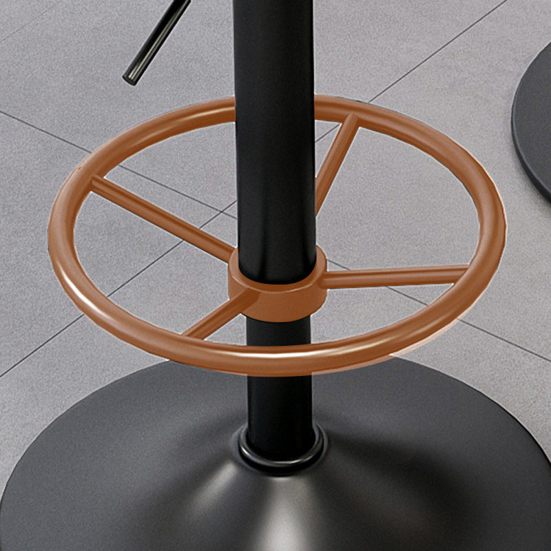Moderner minimalistischer runder gebogener Napa-Leder-Metallschreibtischstuhl ohne Rückenlehne für das Home-Office 