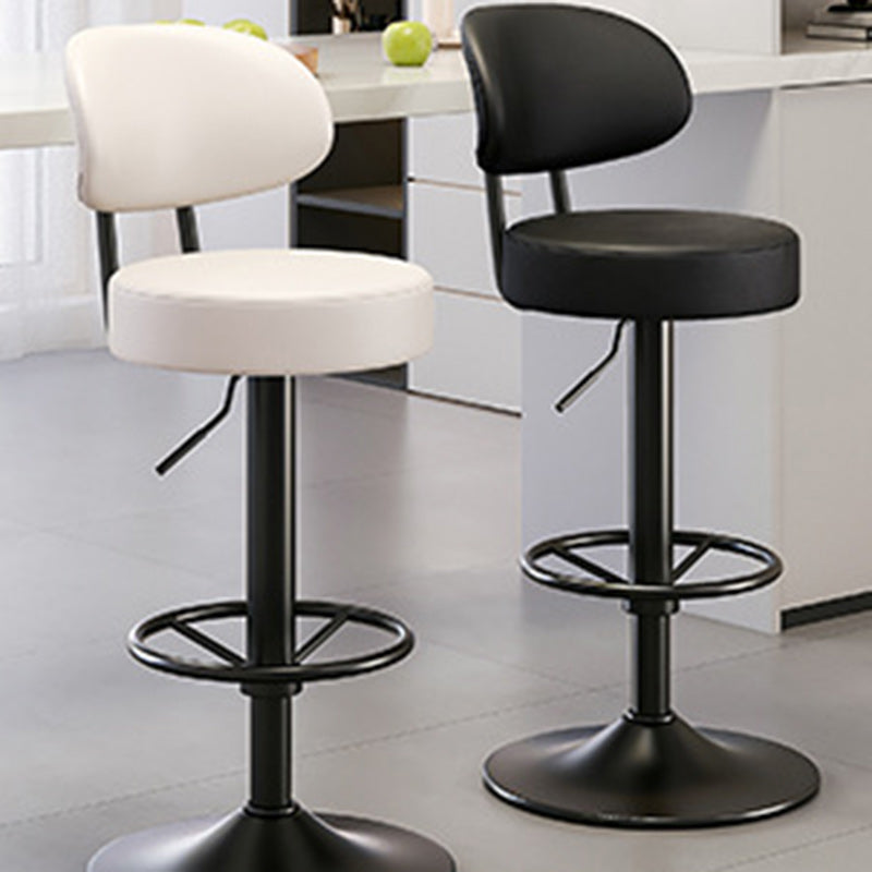 Moderner minimalistischer runder gebogener Napa-Leder-Metallschreibtischstuhl ohne Rückenlehne für das Home-Office 