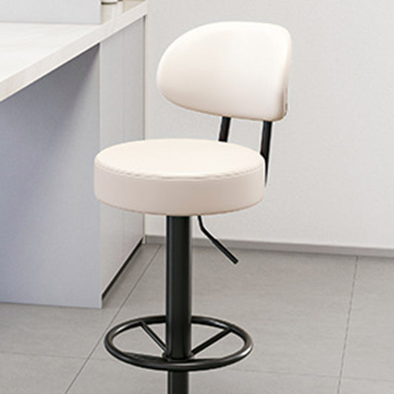 Moderner minimalistischer runder gebogener Napa-Leder-Metallschreibtischstuhl ohne Rückenlehne für das Home-Office 