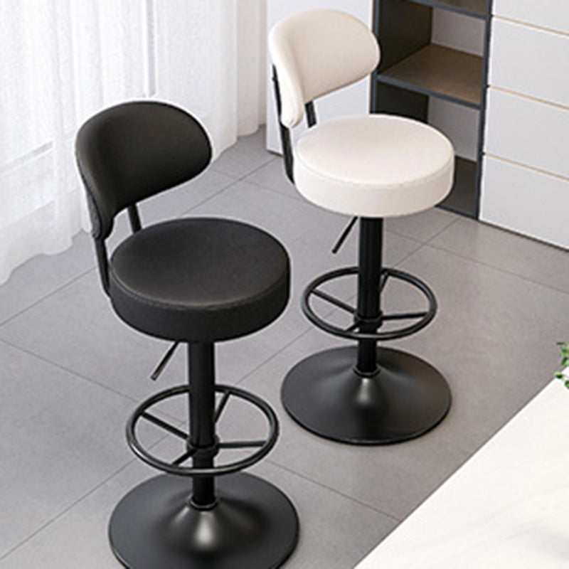 Moderner minimalistischer runder gebogener Napa-Leder-Metallschreibtischstuhl ohne Rückenlehne für das Home-Office 