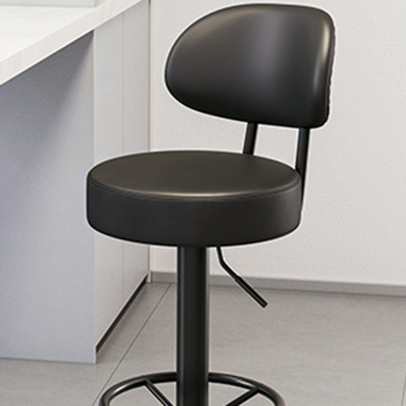 Moderner minimalistischer runder gebogener Napa-Leder-Metallschreibtischstuhl ohne Rückenlehne für das Home-Office 