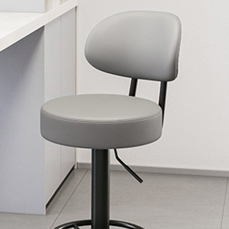 Moderner minimalistischer runder gebogener Napa-Leder-Metallschreibtischstuhl ohne Rückenlehne für das Home-Office 