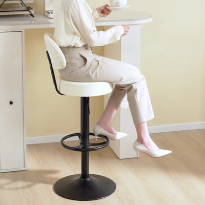 Moderner minimalistischer runder gebogener Napa-Leder-Metallschreibtischstuhl ohne Rückenlehne für das Home-Office 