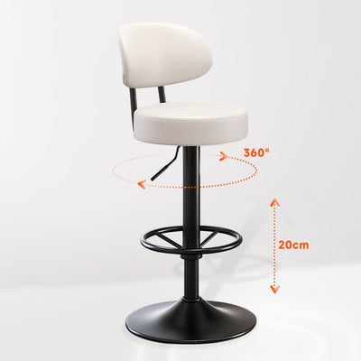 Moderner minimalistischer runder gebogener Napa-Leder-Metallschreibtischstuhl ohne Rückenlehne für das Home-Office 