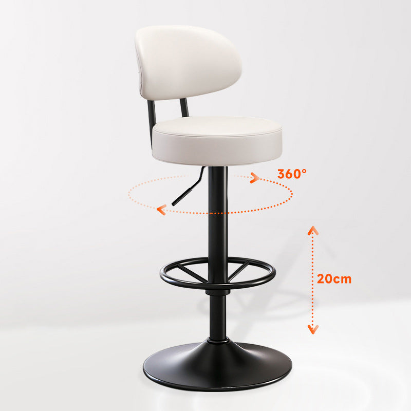 Moderner minimalistischer runder gebogener Napa-Leder-Metallschreibtischstuhl ohne Rückenlehne für das Home-Office 
