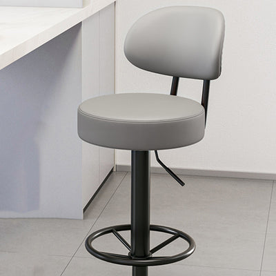 Moderner minimalistischer runder gebogener Napa-Leder-Metallschreibtischstuhl ohne Rückenlehne für das Home-Office 