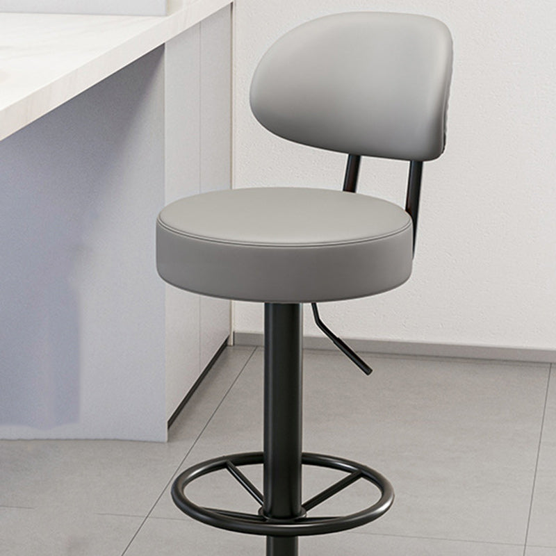 Moderner minimalistischer runder gebogener Napa-Leder-Metallschreibtischstuhl ohne Rückenlehne für das Home-Office 