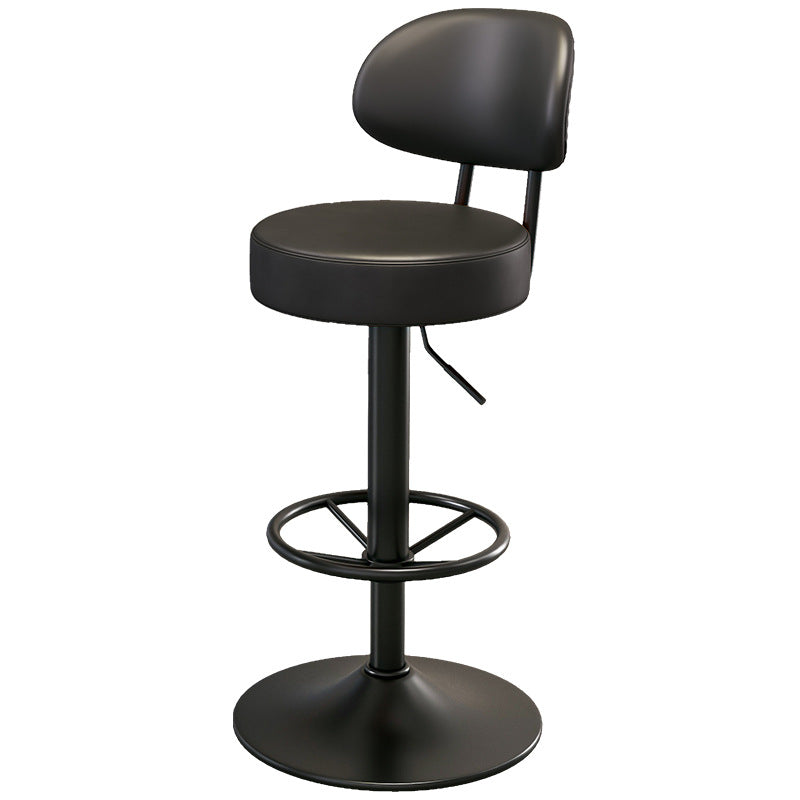 Moderner minimalistischer runder gebogener Napa-Leder-Metallschreibtischstuhl ohne Rückenlehne für das Home-Office 