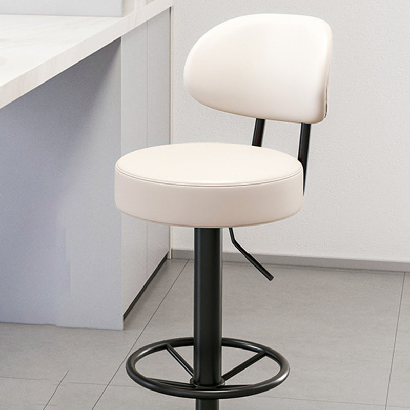 Moderner minimalistischer runder gebogener Napa-Leder-Metallschreibtischstuhl ohne Rückenlehne für das Home-Office 