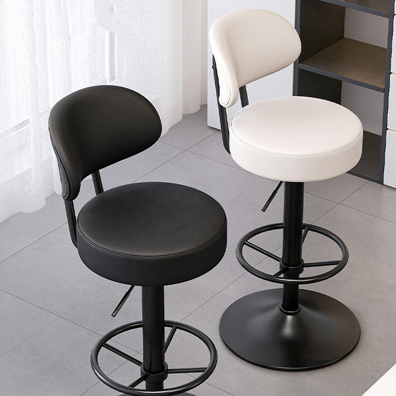 Moderner minimalistischer runder gebogener Napa-Leder-Metallschreibtischstuhl ohne Rückenlehne für das Home-Office 