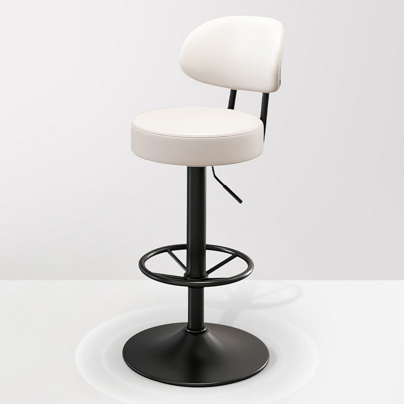 Moderner minimalistischer runder gebogener Napa-Leder-Metallschreibtischstuhl ohne Rückenlehne für das Home-Office 