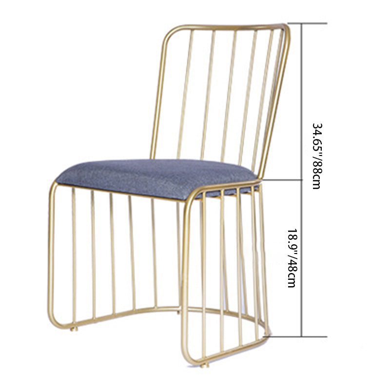 Contemporary Scandinavian Openwork Square Curved Nappa Leather Metal Dining Chair Backrest Arm For Dining Room