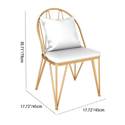Respaldo de silla de comedor de metal de cuero curvado cuadrado calado escandinavo contemporáneo con brazo para comedor 