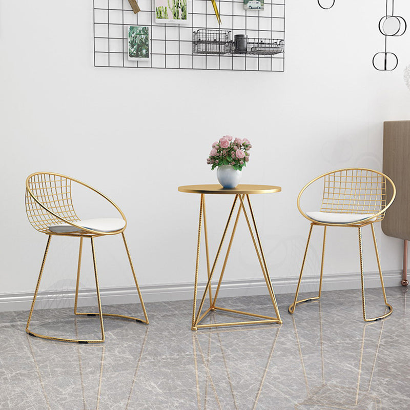 Contemporary Scandinavian Openwork Square Curved Nappa Leather Metal Dining Chair Backrest Arm For Dining Room