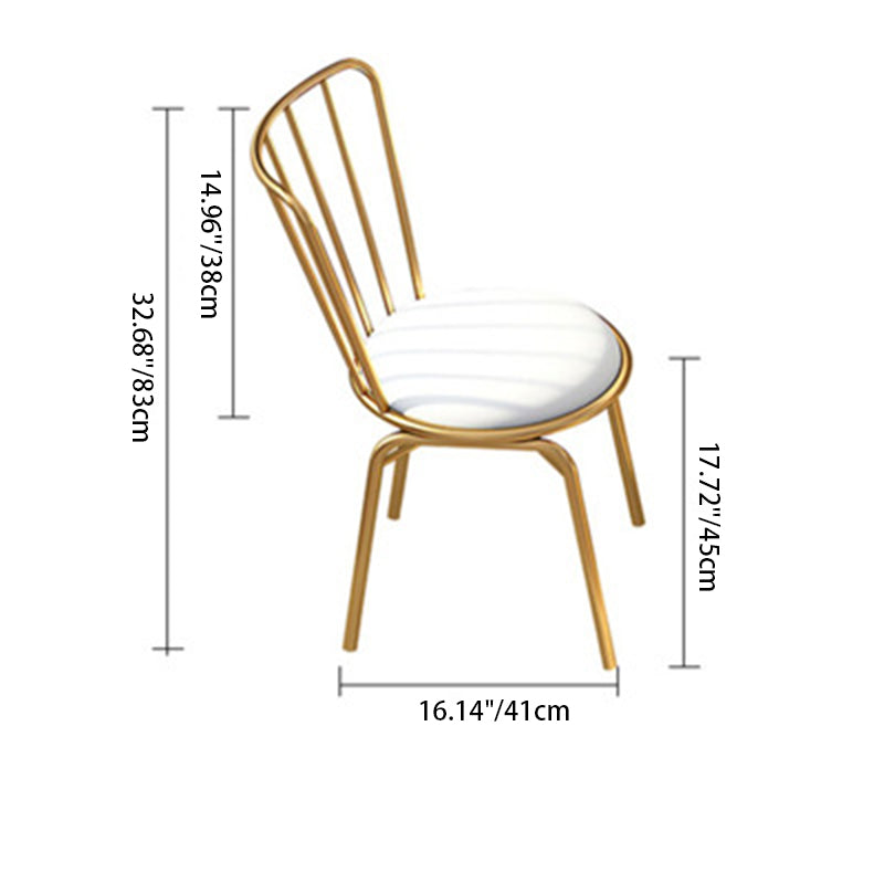 Respaldo de silla de comedor de metal de cuero curvado cuadrado calado escandinavo contemporáneo con brazo para comedor 