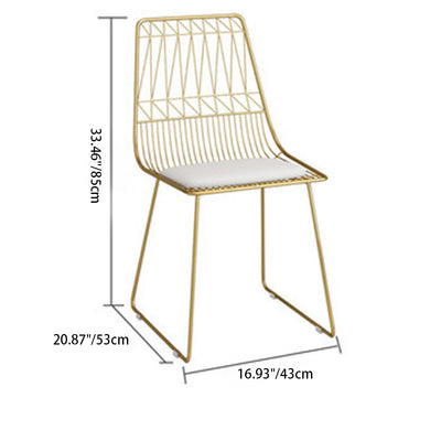 Respaldo de silla de comedor de metal de cuero curvado cuadrado calado escandinavo contemporáneo con brazo para comedor 