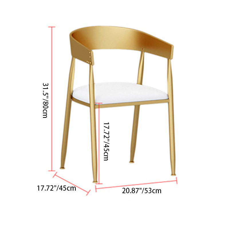 Respaldo de silla de comedor de metal de cuero curvado cuadrado calado escandinavo contemporáneo con brazo para comedor 