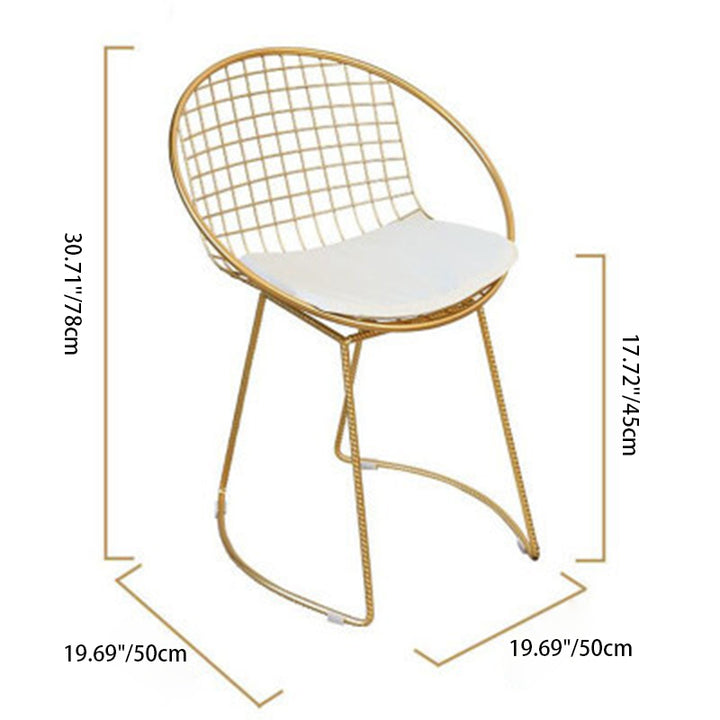 Contemporary Scandinavian Openwork Square Curved Nappa Leather Metal Dining Chair Backrest Arm For Dining Room