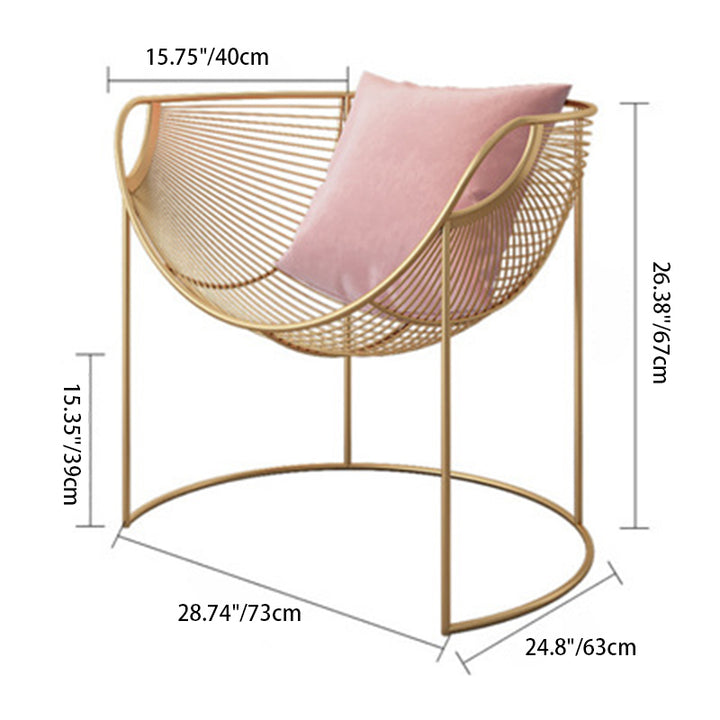 Contemporary Scandinavian Openwork Square Curved Nappa Leather Metal Dining Chair Backrest Arm For Dining Room