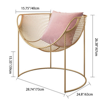 Respaldo de silla de comedor de metal de cuero curvado cuadrado calado escandinavo contemporáneo con brazo para comedor 