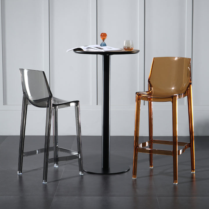 Contemporary Scandinavian Square Curved Acrylic Backrest Bar Stool For Dining Room
