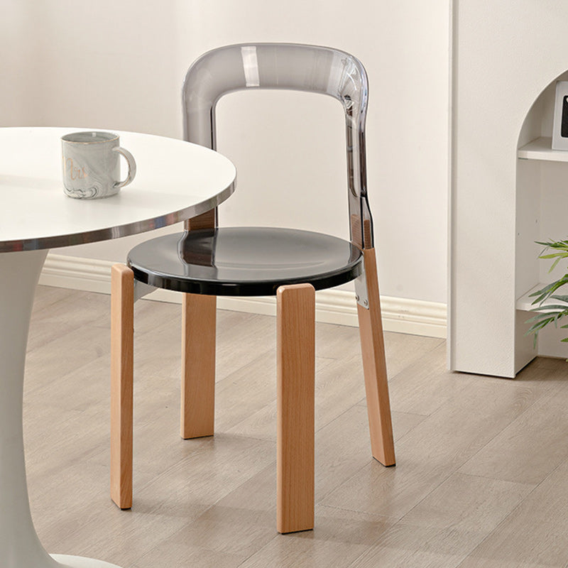 Moderner minimalistischer runder gebogener PC-Holz-Esszimmerstuhl Rückenlehne ohne Armlehnen für Esszimmer 