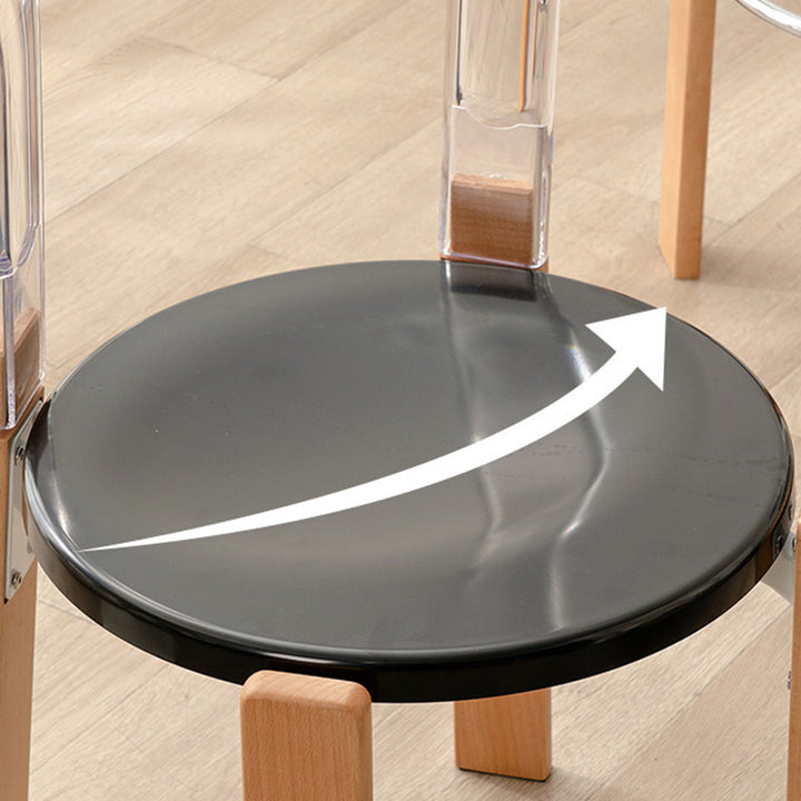 Moderner minimalistischer runder gebogener PC-Holz-Esszimmerstuhl Rückenlehne ohne Armlehnen für Esszimmer 