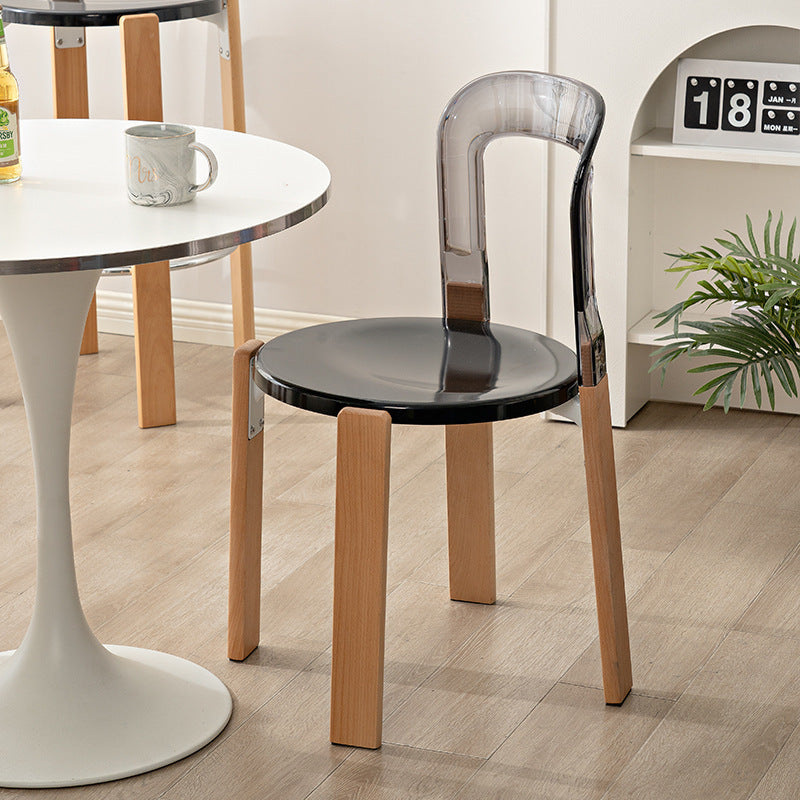 Moderner minimalistischer runder gebogener PC-Holz-Esszimmerstuhl Rückenlehne ohne Armlehnen für Esszimmer 