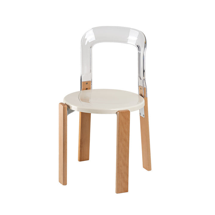 Moderner minimalistischer runder gebogener PC-Holz-Esszimmerstuhl Rückenlehne ohne Armlehnen für Esszimmer 
