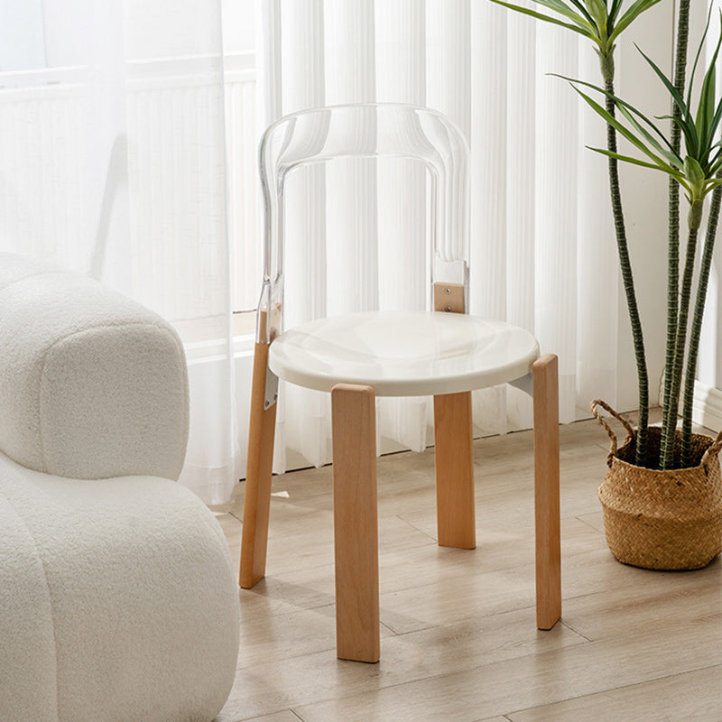 Moderner minimalistischer runder gebogener PC-Holz-Esszimmerstuhl Rückenlehne ohne Armlehnen für Esszimmer 