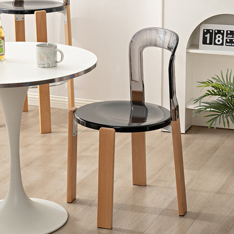 Moderner minimalistischer runder gebogener PC-Holz-Esszimmerstuhl Rückenlehne ohne Armlehnen für Esszimmer 
