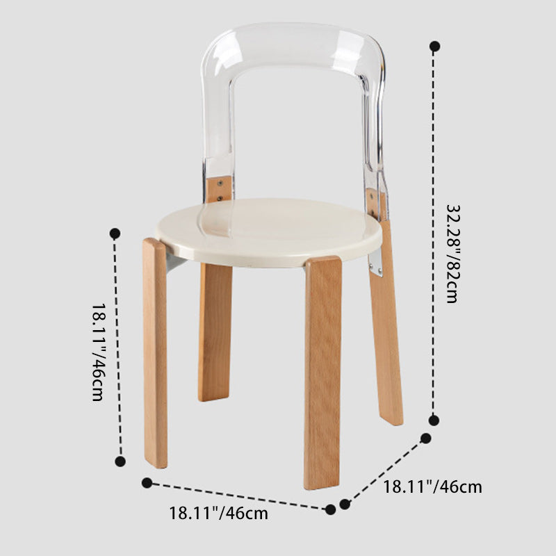Moderner minimalistischer runder gebogener PC-Holz-Esszimmerstuhl Rückenlehne ohne Armlehnen für Esszimmer 