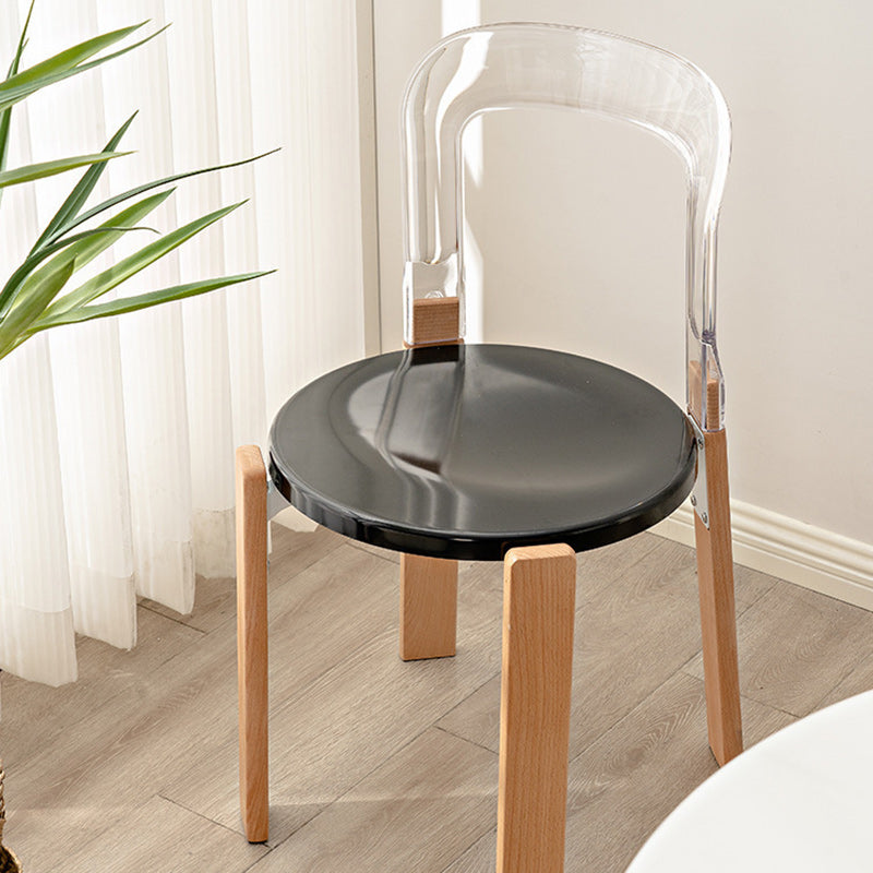 Moderner minimalistischer runder gebogener PC-Holz-Esszimmerstuhl Rückenlehne ohne Armlehnen für Esszimmer 