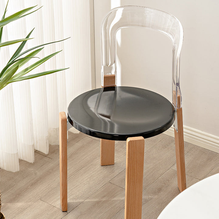 Moderner minimalistischer runder gebogener PC-Holz-Esszimmerstuhl Rückenlehne ohne Armlehnen für Esszimmer 