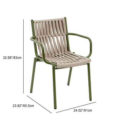 Respaldo de silla de comedor de aluminio hueco cuadrado rústico tradicional con cuerda y brazos para comedor 