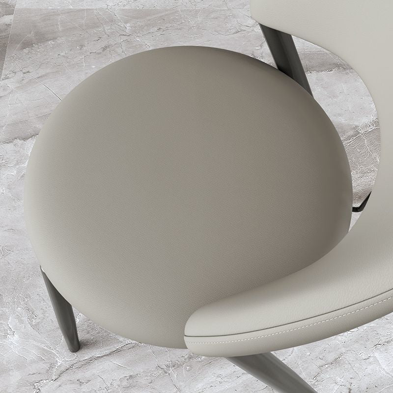 Contemporary Scandinavian Curved Round Artificial Leather Iron Dining Chair Backrest For Dining Room