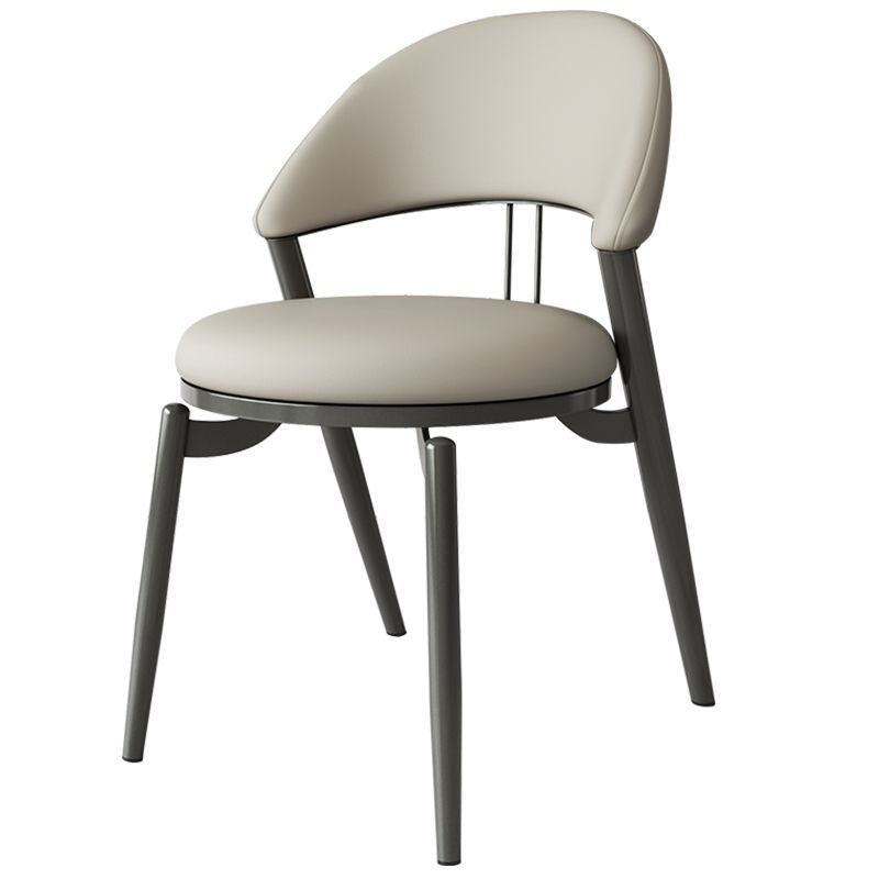 Contemporary Scandinavian Curved Round Artificial Leather Iron Dining Chair Backrest For Dining Room