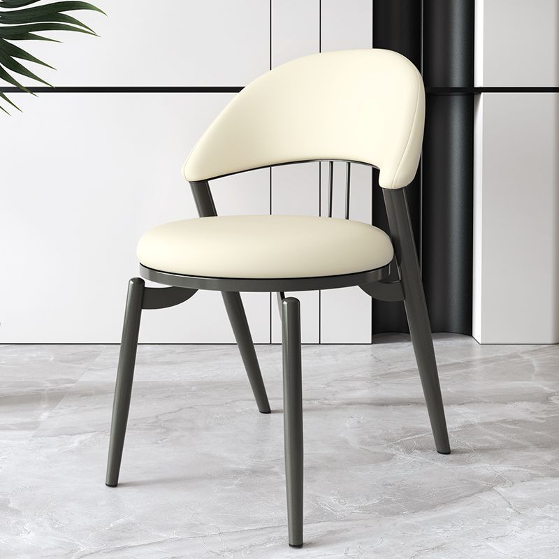 Contemporary Scandinavian Curved Round Artificial Leather Iron Dining Chair Backrest For Dining Room