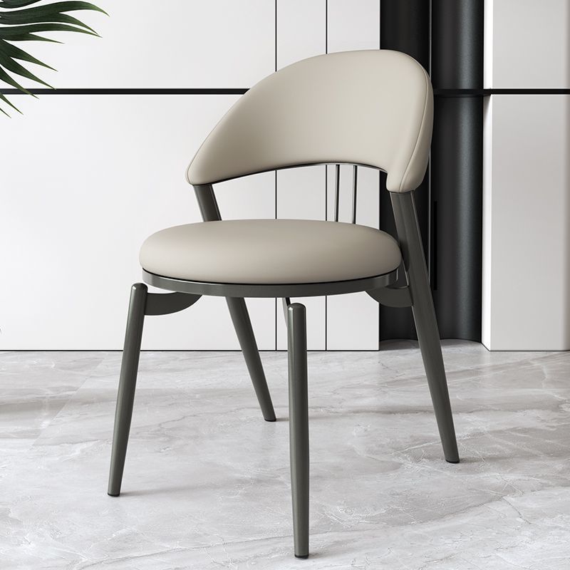 Contemporary Scandinavian Curved Round Artificial Leather Iron Dining Chair Backrest For Dining Room