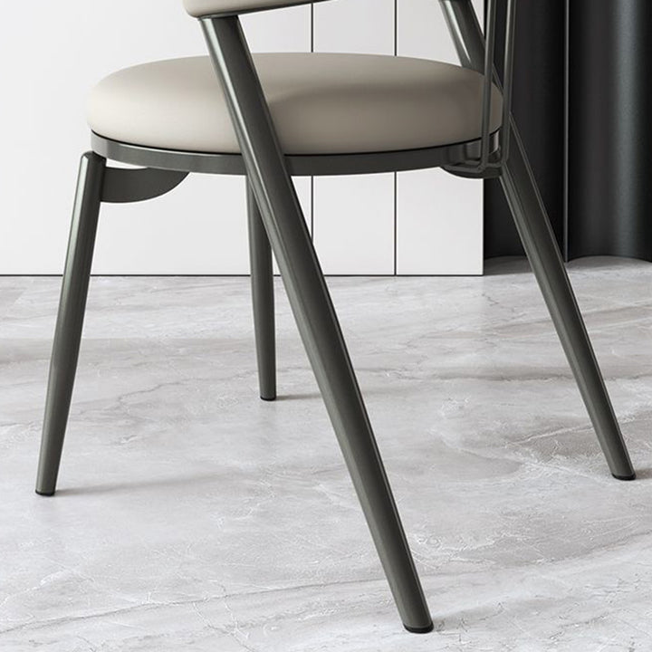 Contemporary Scandinavian Curved Round Artificial Leather Iron Dining Chair Backrest For Dining Room