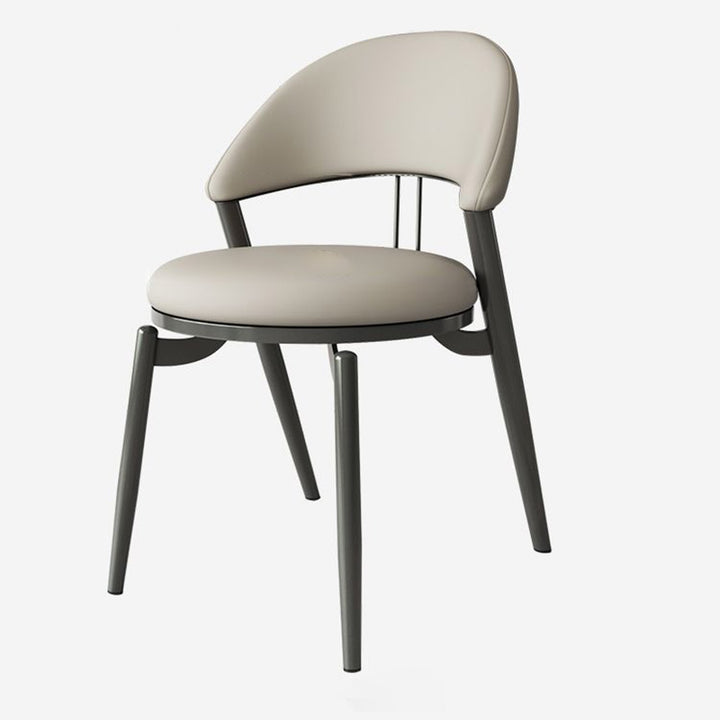 Contemporary Scandinavian Curved Round Artificial Leather Iron Dining Chair Backrest For Dining Room