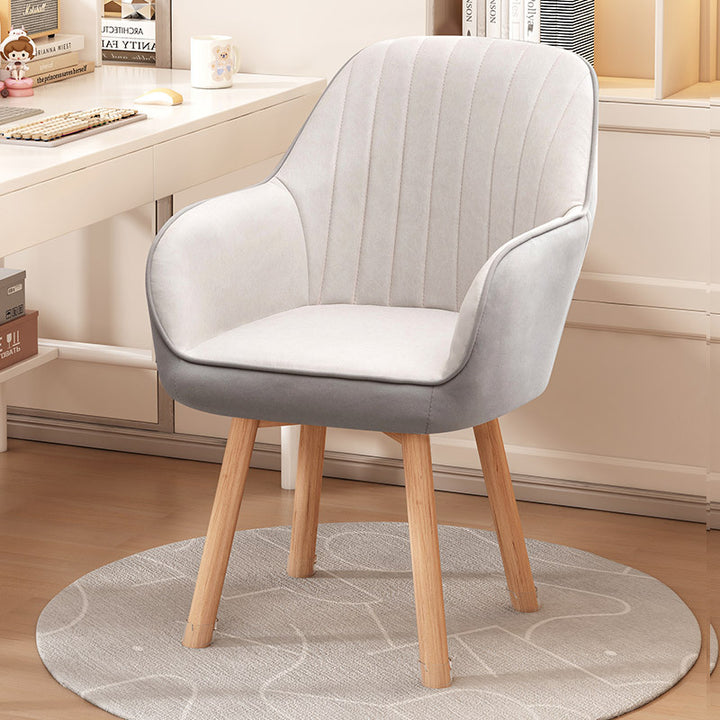 Taburete tocador moderno minimalista trapezoidal cuadrado de terciopelo, tela sintética y madera con respaldo y brazos para dormitorio 