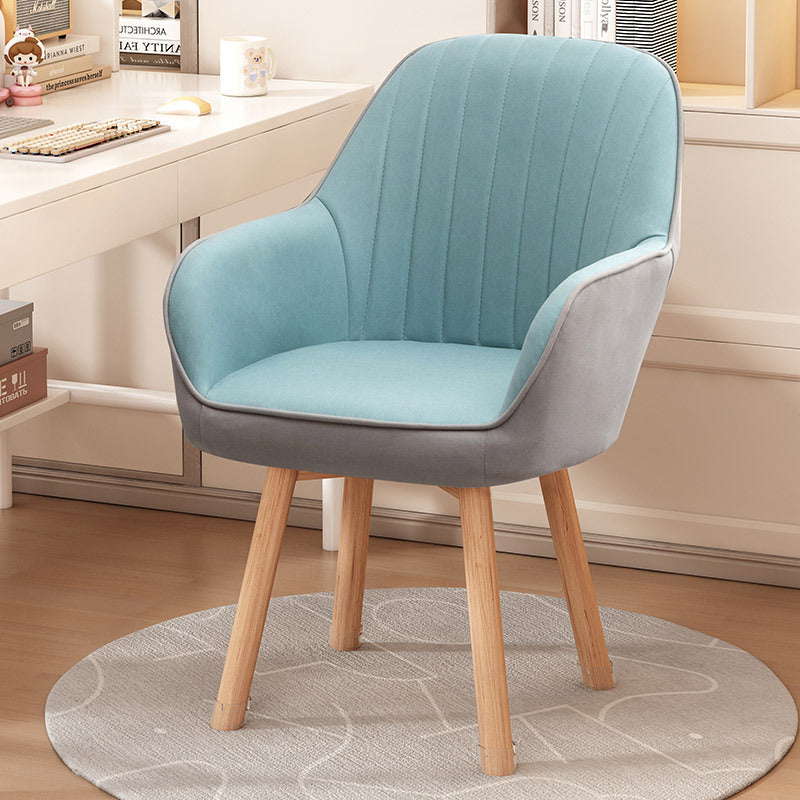 Taburete tocador moderno minimalista trapezoidal cuadrado de terciopelo, tela sintética y madera con respaldo y brazos para dormitorio 